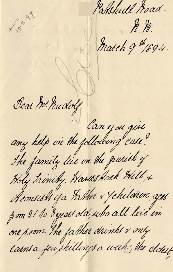 Large size image of Case 4202 2. Letter from Miss W.  9 March 1894
 page 1