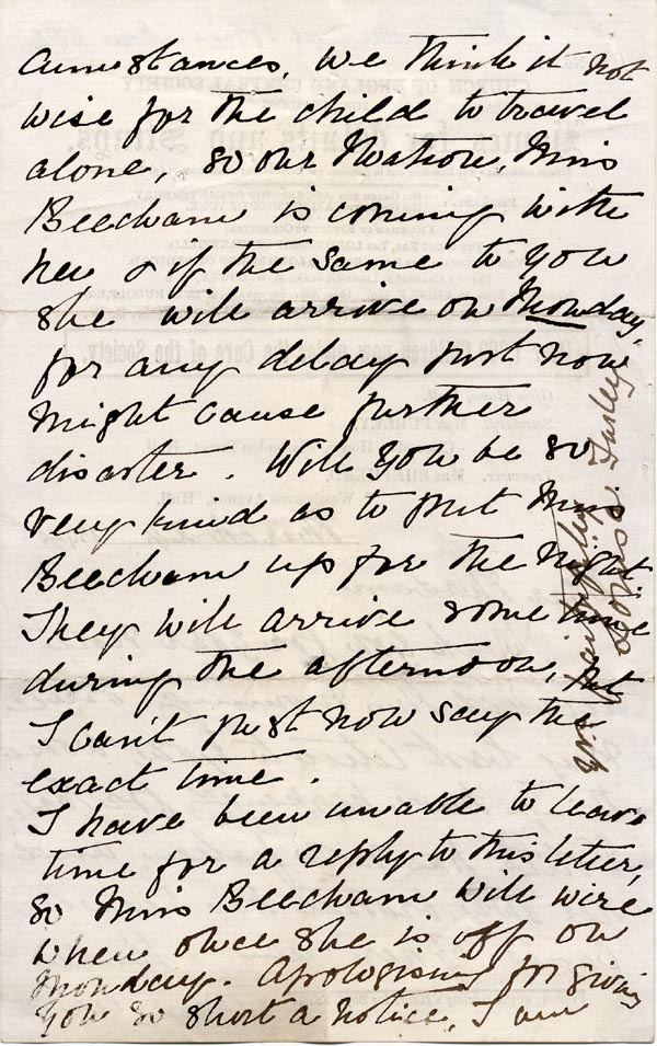 Large size image of Case 4215 2. Letter from Mrs Furley, Clarendon House Home  24 March 1894
 page 2