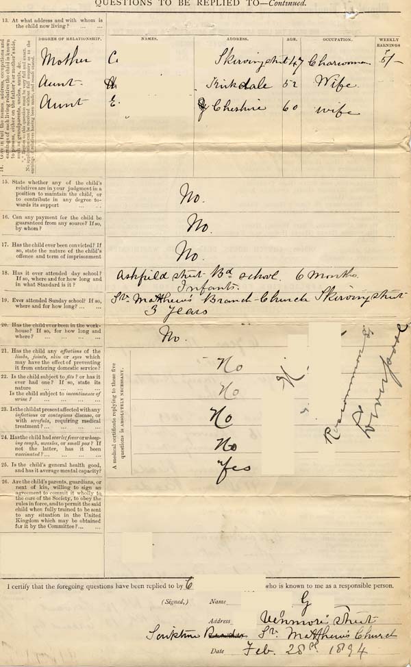 Large size image of Case 4284 1. Application to Waifs and Strays' Society  28 February 1894
 page 2