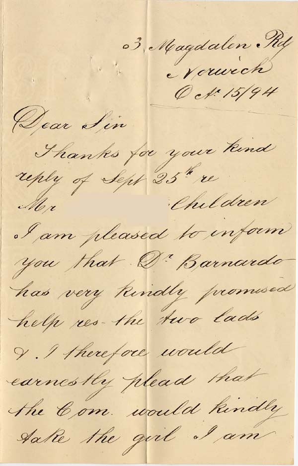 Large size image of Case 4488 2. Letter from I N Clarke 15 October 1894
 page 1