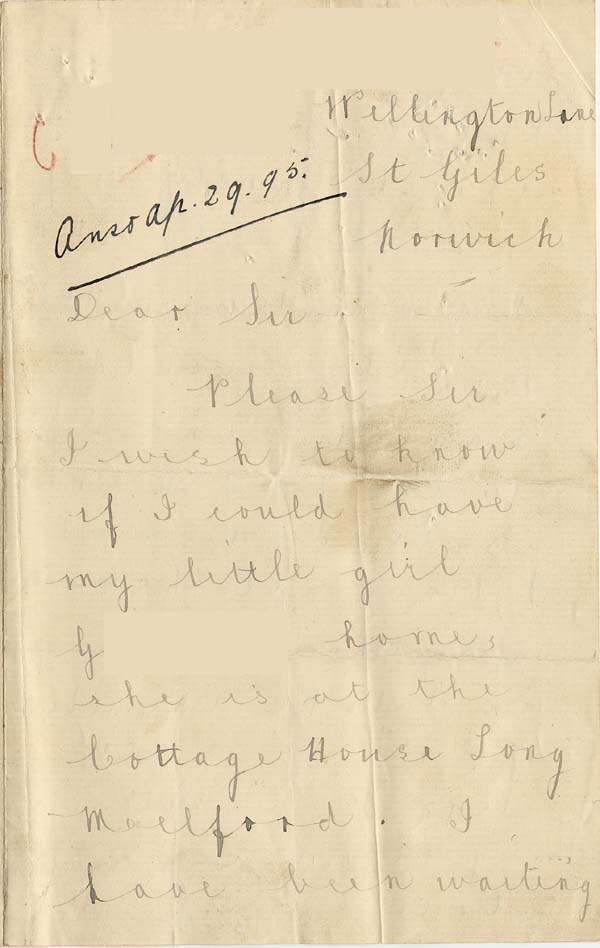 Large size image of Case 4488 8. Letter from G's father c. 29 April 1895
 page 1