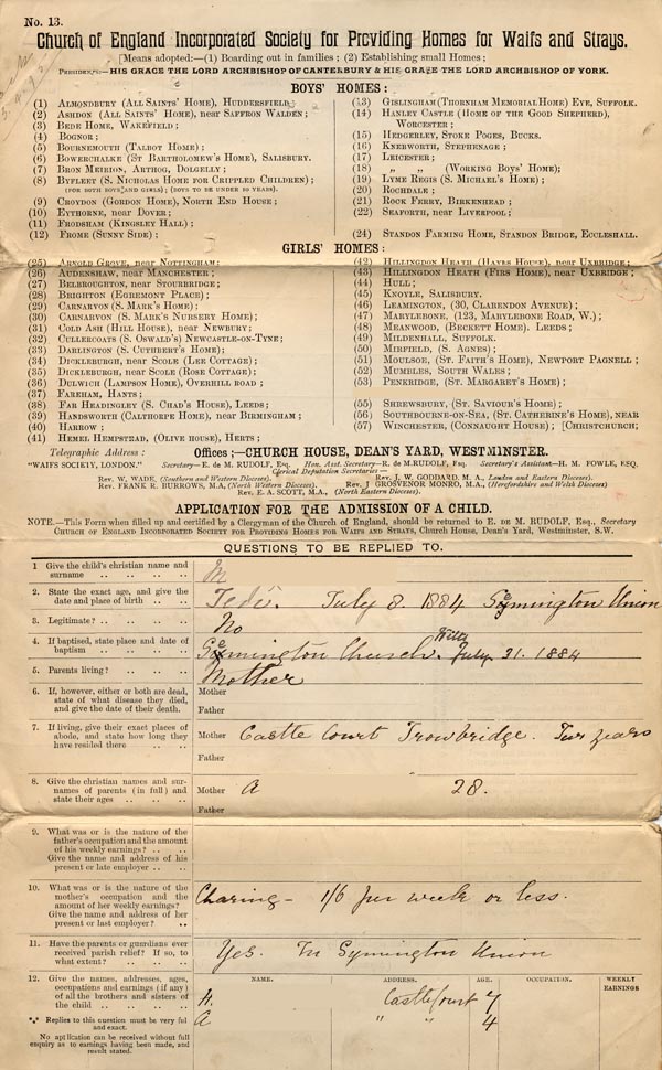 Large size image of Case 4770 1. Application to Waifs and Strays' Society  30 March 1895
 page 1