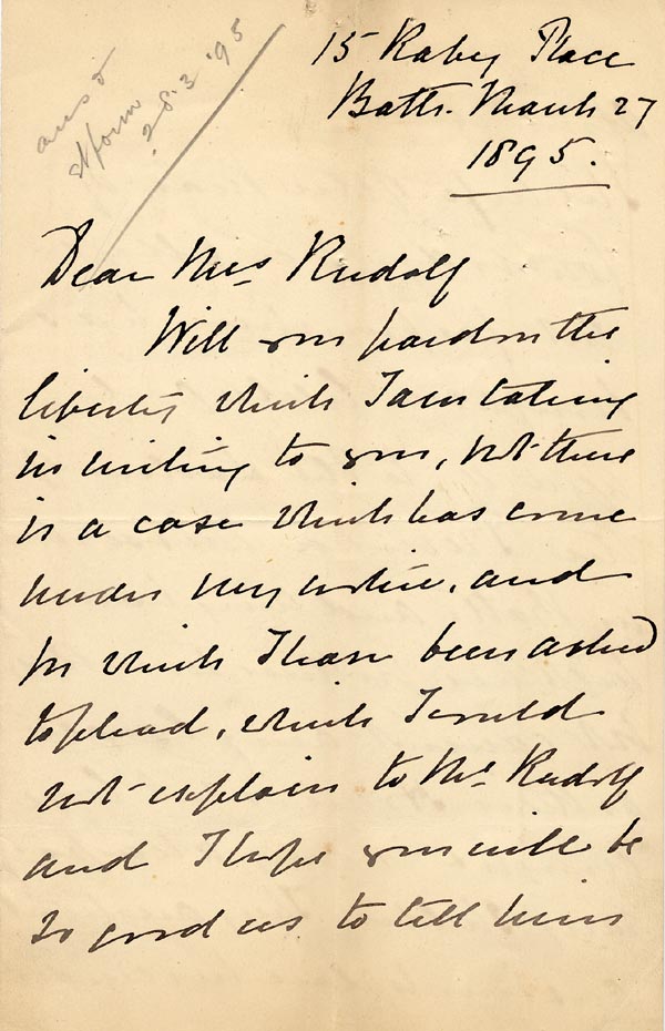 Large size image of Case 4770 2. Letter from Miss Sanders 27 March 1895
 page 1