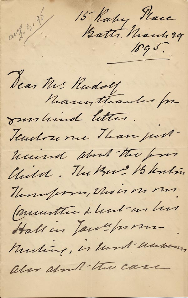 Large size image of Case 4770 3. Letter from Miss Sanders 29 March 1895
 page 1