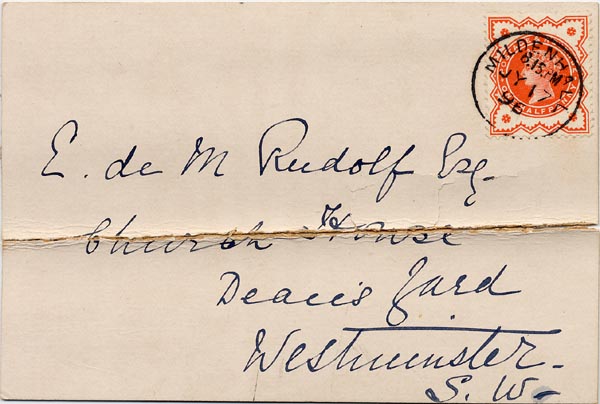 Large size image of Case 5008 8. Postcard from Matron A. Gilder 17 July 1896
 page 1