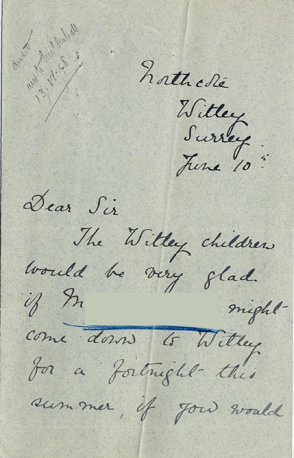 Large size image of Case 5008 13. Letter from Miss Hall Hall 10 June 1898
 page 1