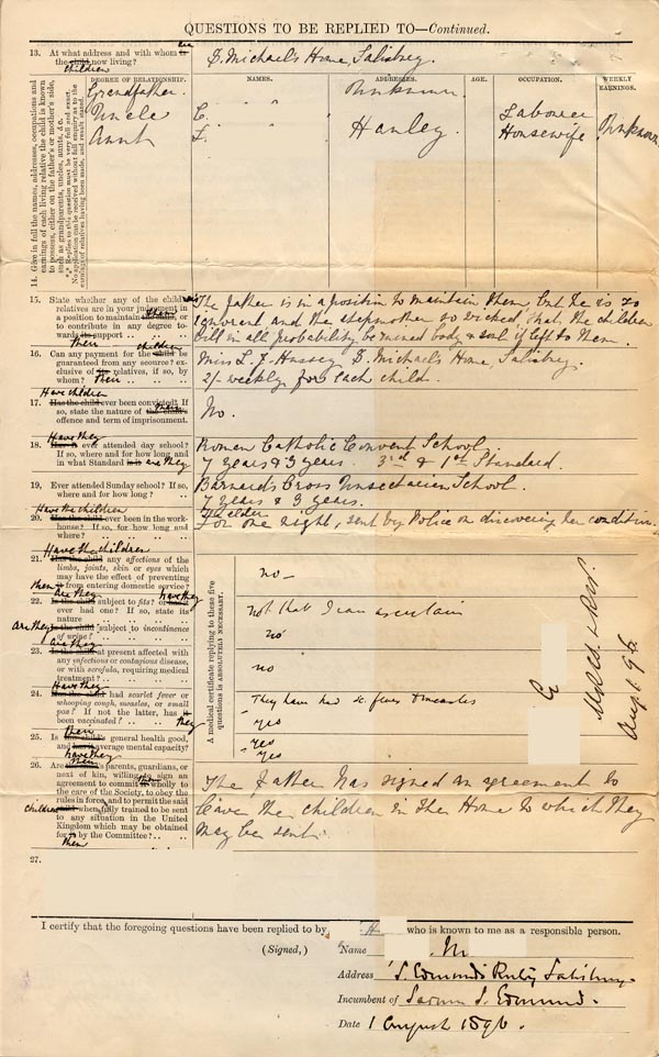 Large size image of Case 5504 1. Application to the Waifs and Strays' Society 1 August 1896
 page 2