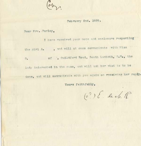 Large size image of Case 5627 3. Letter from Revd E. Rudolf  2 February 1899
 page 1