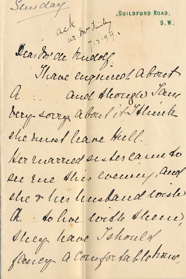 Large size image of Case 5627 5. Letter from Miss Powell  c. 6 February 1899
 page 1