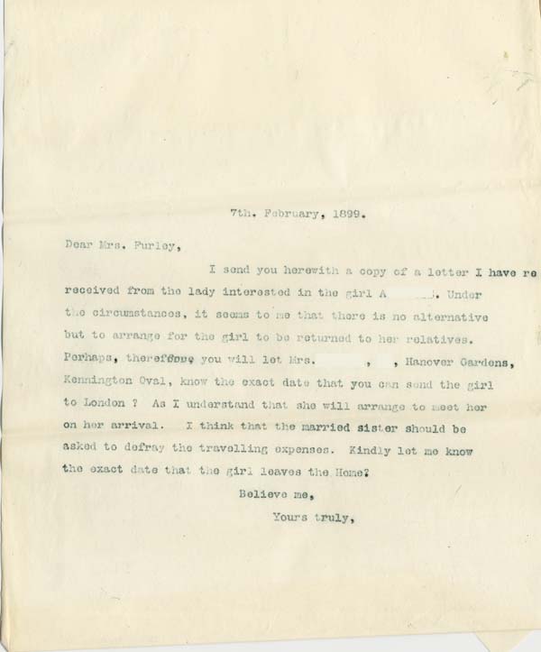 Large size image of Case 5627 6. Copy of letter presumably from Revd E. Rudolf  7 February 1899
 page 1