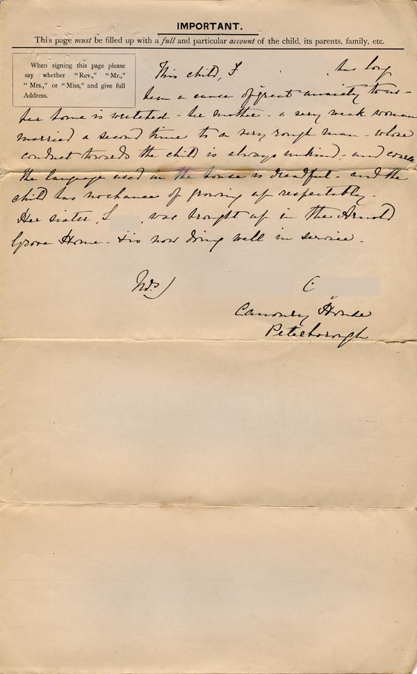Large size image of Case 5959 1. Application to the Waifs and Strays' Society  March 1897
 page 3