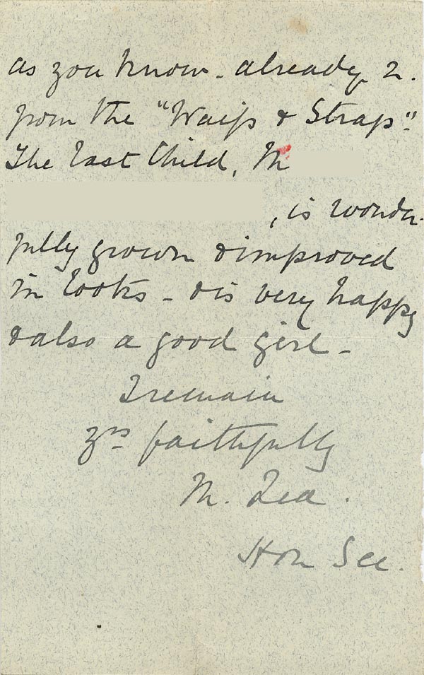 Large size image of Case 5959 5. Letter from the Atlay Orphanage, Hereford informing the Society that they have vacancies and asking them to send some girls  4 November 1896
 page 2