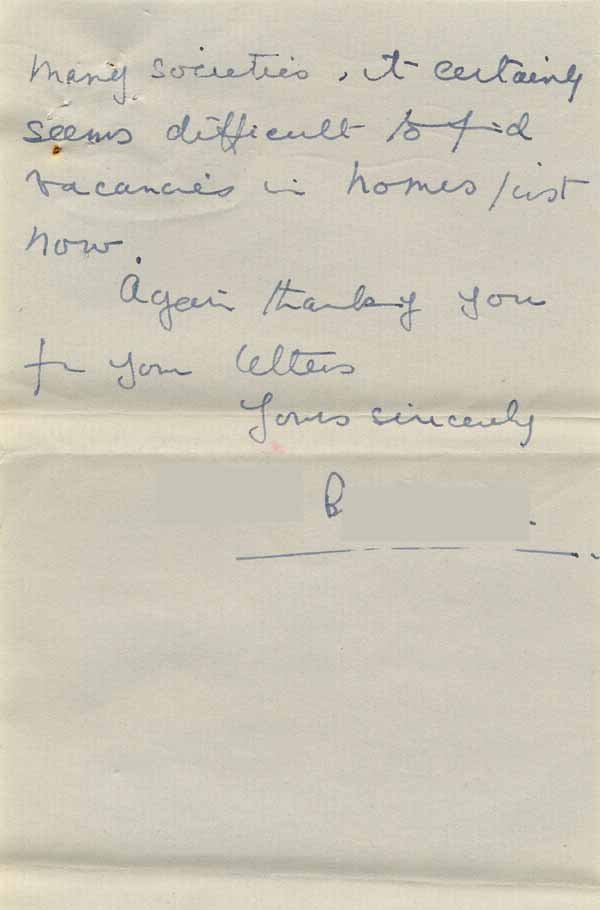 Large size image of Case 6024 18. Letter from Mrs B. saying that A. had gone to stay with relations in Southall  24 August 1941
 page 3