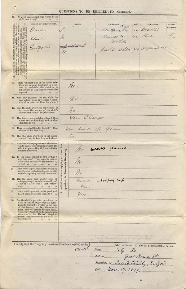 Large size image of Case 6232 1. Application to Waifs and Strays' Society  17 November 1897
 page 2