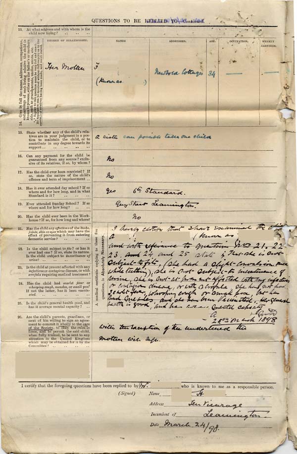 Large size image of Case 6424 1. Application to Waifs and Strays' Society  24 March 1898
 page 2