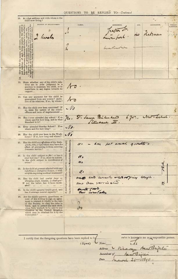 Large size image of Case 6428 1. Application to Waifs and Strays' Society  25 March 1898
 page 2