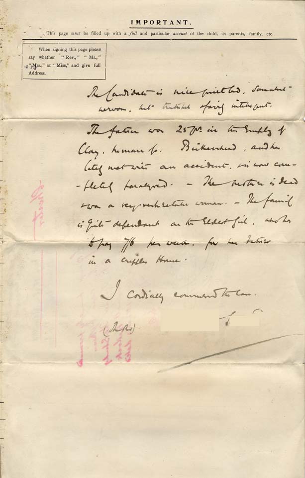 Large size image of Case 6428 1. Application to Waifs and Strays' Society  25 March 1898
 page 3