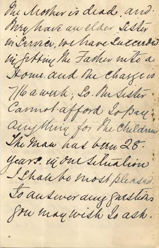 Large size image of Case 6428 2. Letter from Mrs S. seeking help for J. and his sister  18 March [1898]
 page 2