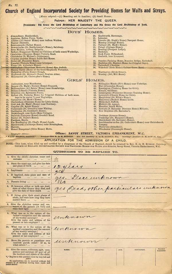 Large size image of Case 8446 1. Application to Waifs and Strays' Society  [August 1901]
 page 1