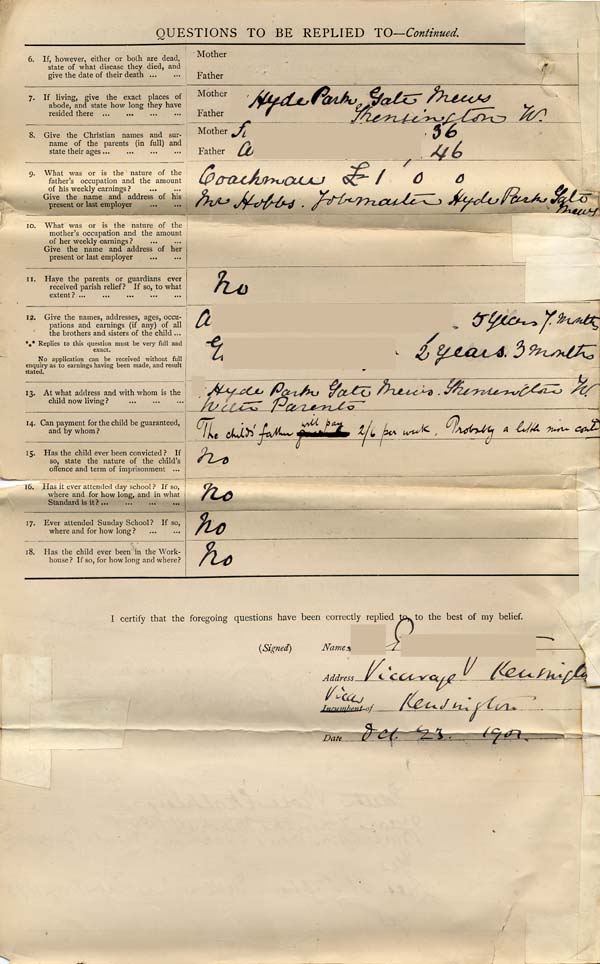 Large size image of Case 8587 1. Application to Waifs and Strays' Society  23 October 1901
 page 2
