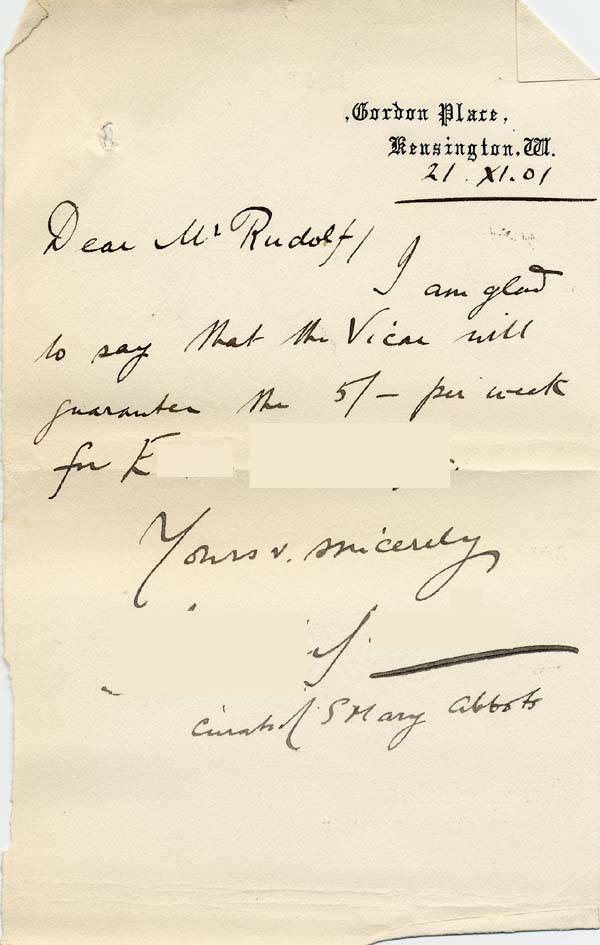 Large size image of Case 8587 6. Letter from Revd S. about maintenance payments  21 November 1901
 page 1