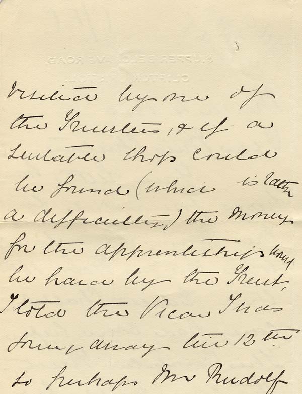 Large size image of Case 8587 23. Letter from Miss B. about the funding for E's apprenticeship  4 March 1910
 page 2