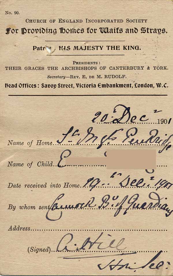 Large size image of Case 8625 7. Notice of admission to Penkndge Home  19 December 1901
 page 2