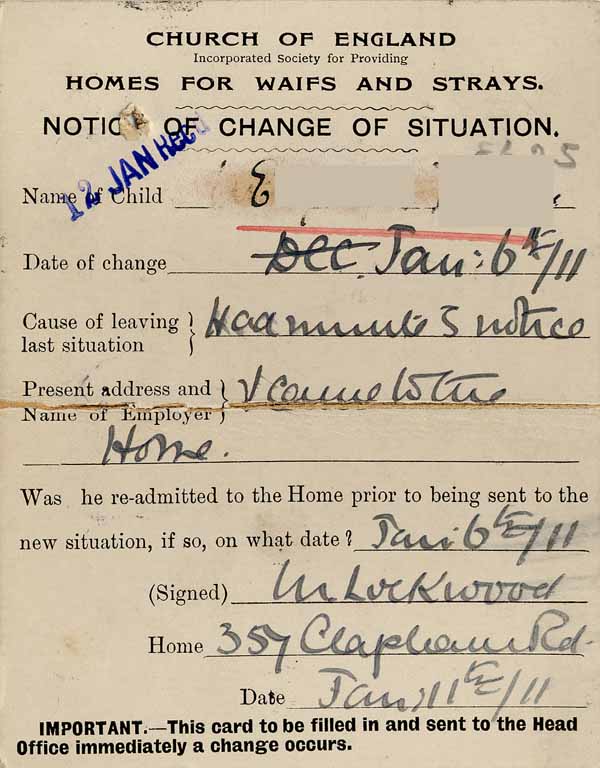 Large size image of Case 8625 26. Notice of change of situation  11 January 1911
 page 2