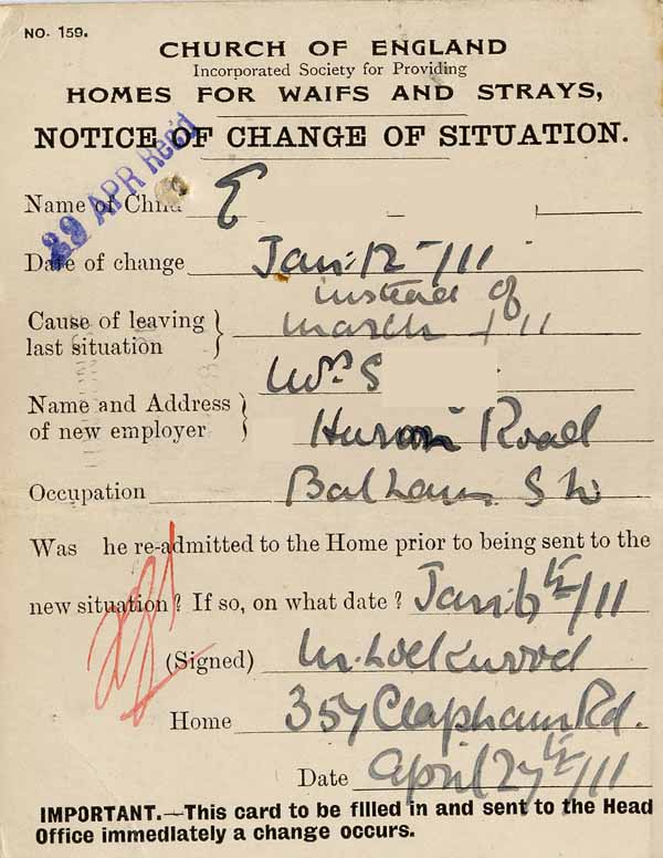 Large size image of Case 8625 28. Notice of change of situation  27 April 1911
 page 2
