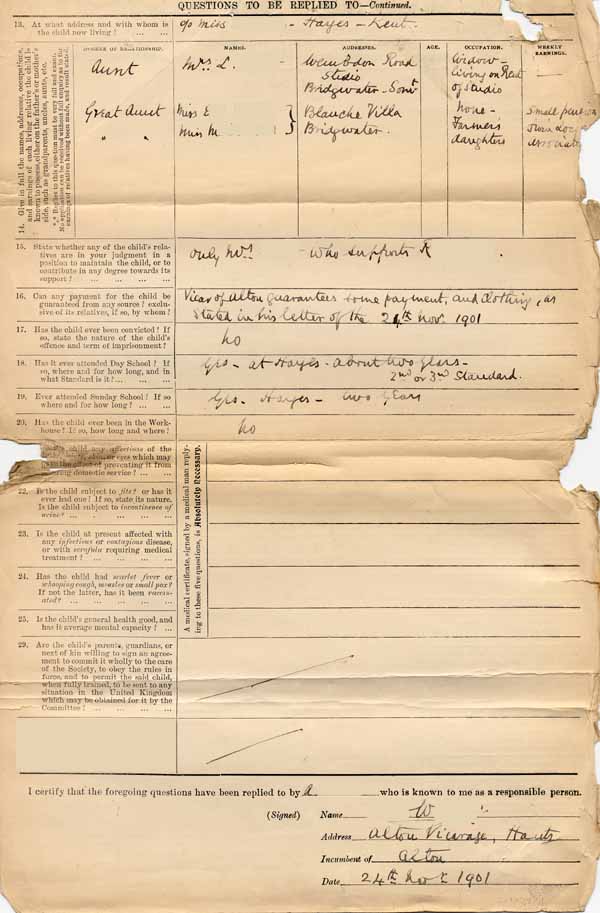 Large size image of Case 8645 1. Application to Waifs and Strays' Society  24 November 1901   
 page 2