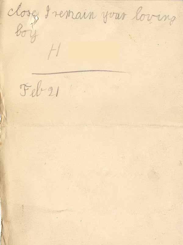 Large size image of Case 8645 6. Letter from H. alleging cruel treatment at the Runwell Home  21 February 1902
 page 4