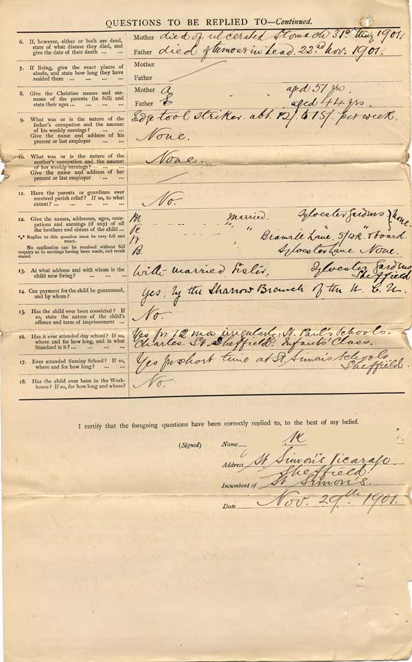 Large size image of Case 8650 1. Application to Waifs and Strays' Society  29 November 1901
 page 2