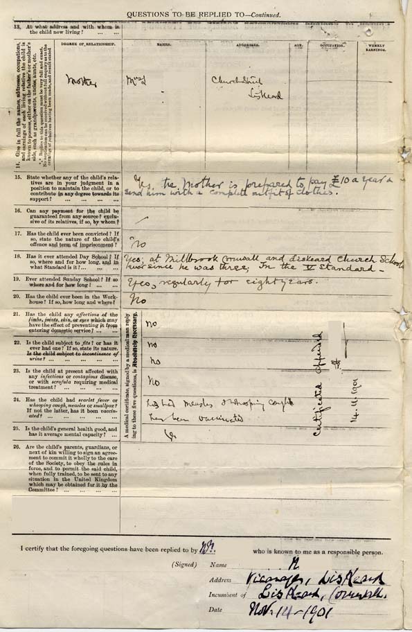 Large size image of Case 8723 1. Application to Waifs and Strays' Society  14 November 1901
 page 2