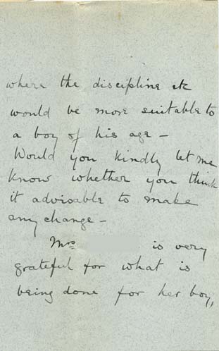 Large size image of Case 8723 12.  Letter from Miss Foster passing on the news that W. would do better under the control of a master  24 August 1902
 page 3