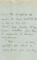 Image of Case 8723 12.  Letter from Miss Foster passing on the news that W. would do better under the control of a master  24 August 1902
 page 3