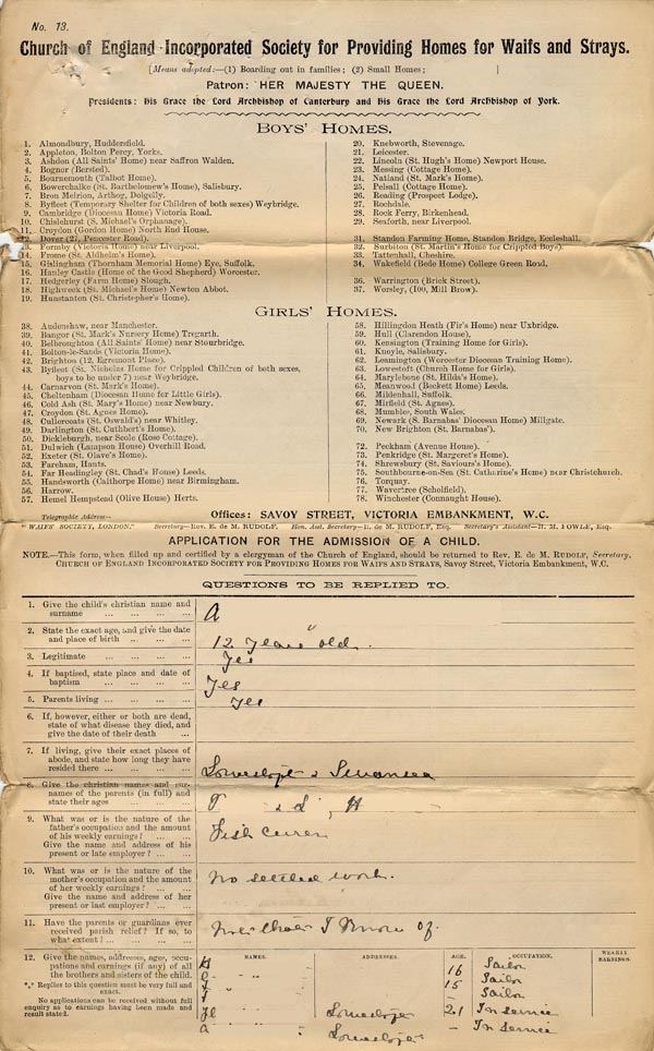 Large size image of Case 8790 1. Application to Waifs and Strays' Society  28 February 1902
 page 1