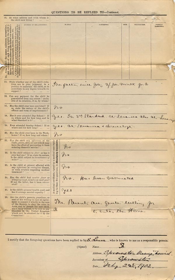 Large size image of Case 8790 1. Application to Waifs and Strays' Society  28 February 1902
 page 2