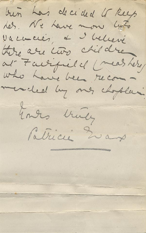 Large size image of Case 9059 4. Letter from the Holy Cross Home about E.  9 December 1912
 page 2