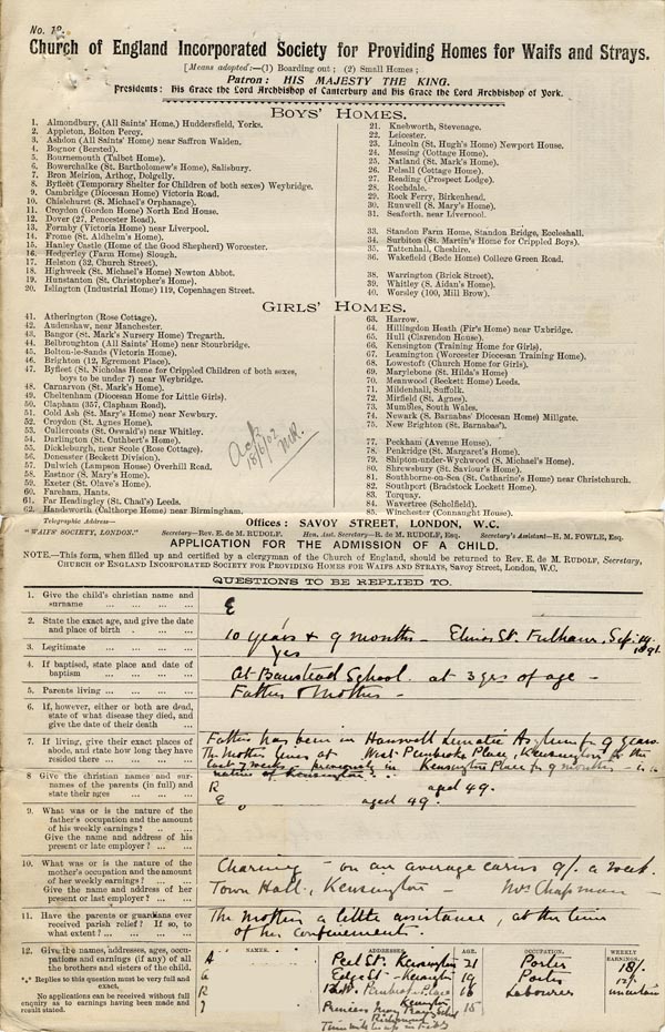Large size image of Case 9126 1. Application to the Waifs and Strays' Society  17 June 1902
 page 1
