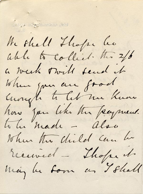Large size image of Case 9126 6. Letter from Miss J. discussing the maintenance payment  18 July 1902
 page 2