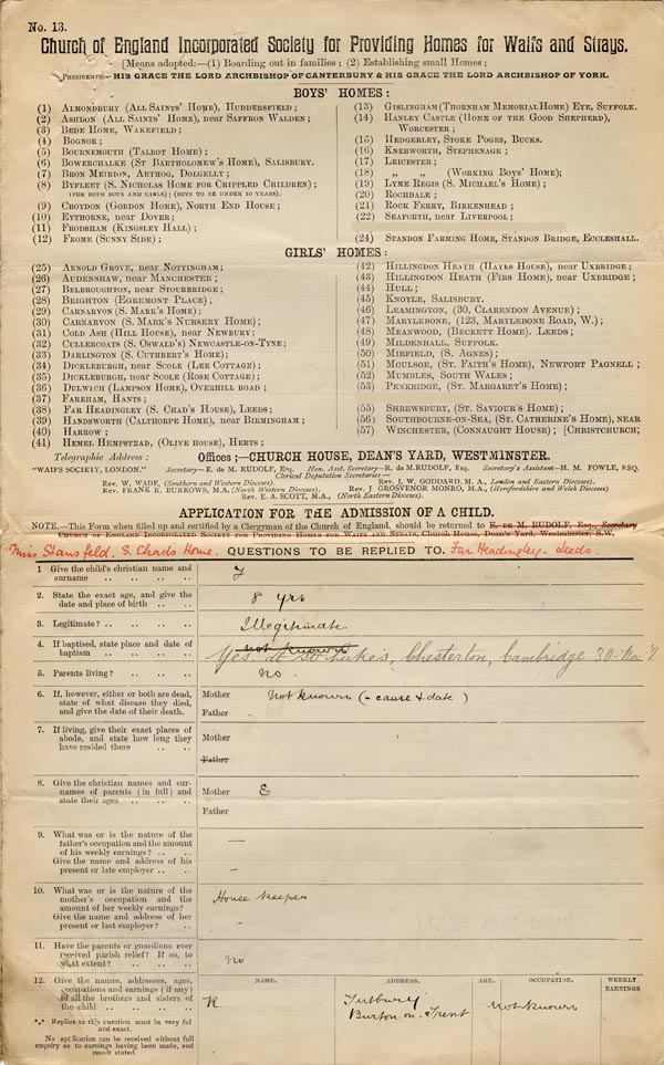 Large size image of Case 9146 1. Application to the Waifs and Strays' Society  18 July 1902
 page 1