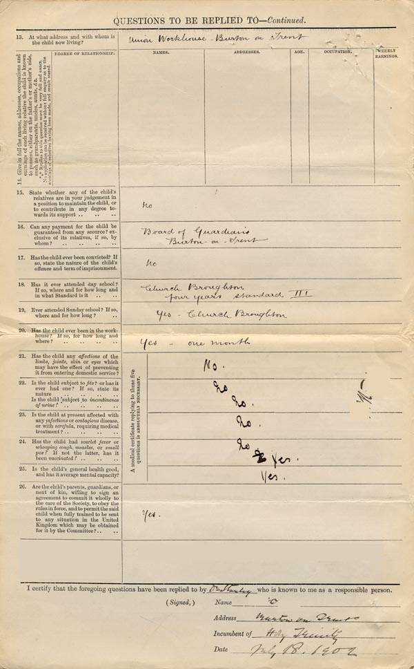 Large size image of Case 9146 1. Application to the Waifs and Strays' Society  18 July 1902
 page 2