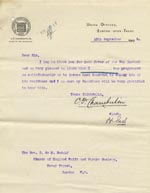 Image of Case 9146 13. Letter from the Burton-upon-Trent Union expressing pleasure at T's progress  10 September 1908
 page 1