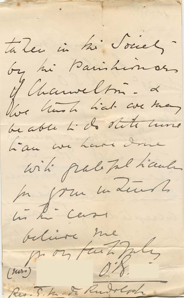 Large size image of Case 9308 5. Letter from Mrs O'B. expressing pleasure that J. has been accepted by the Society  29 November 1902
 page 2