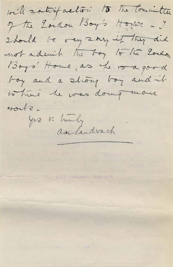 Large size image of Case 9308 17. Letter from St Giles Home stating that J. is not (quote)feeble minded(unquote)  20 February 1910
 page 2