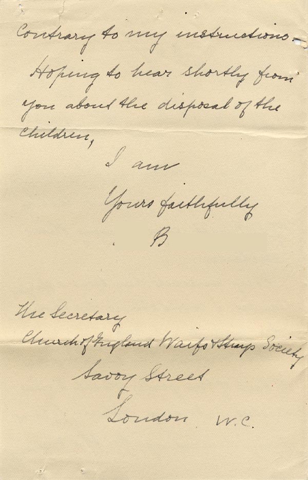 Large size image of Case 9309 3. Letter from Revd B. enclosing photographs of the children [these photographs are not on the file]  18 November 1902
 page 2