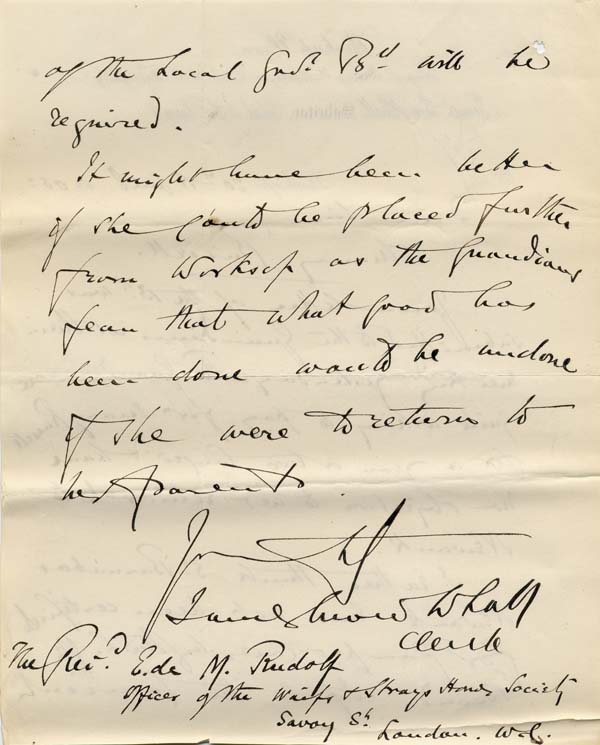 Large size image of Case 9315 22. Letter from the Worksop Union agreeing to the arrangements for M.  20 April 1905
 page 2