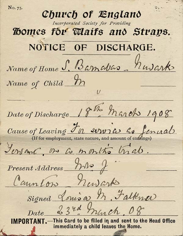 Large size image of Case 9315 33. Notice of discharge for M.  18 March 1908
 page 2