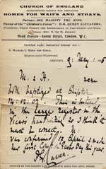 Image of Case 9316 28. Postcard from St Michael's Home confirming that the girls were baptised on 14 December 1902  9 May 1905
 page 2