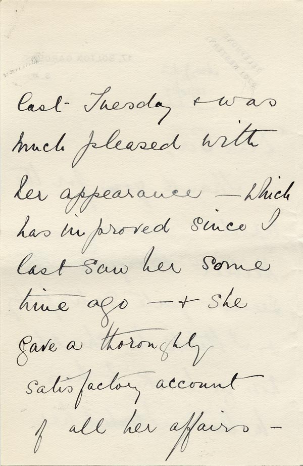 Large size image of Case 9402 6. Letter from Miss V. Hopgood  17 October 1907
 page 2